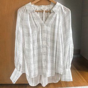 New Rebecca Taylor 100% Silk Plaid Blouse